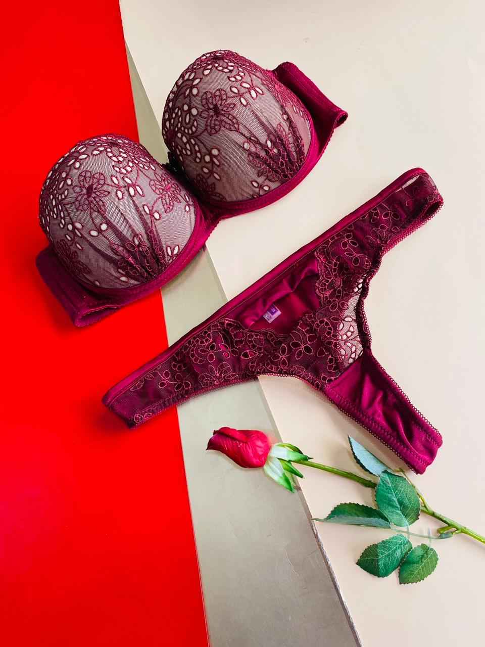 soutien-Gorge  Push Up Ensemble de Lingerie et Culotte Slip